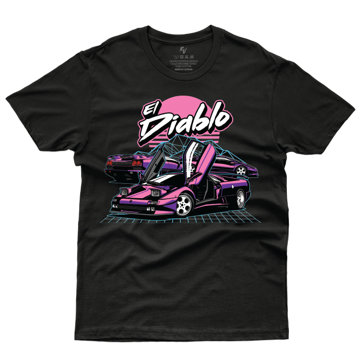 El Diablo Retro Lamborghini 80s Vaporwave Supercar