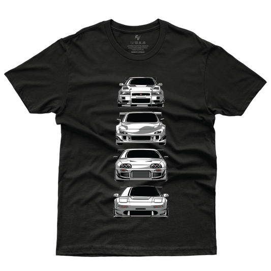 R34 Skyline, Supra MK4, RX-7 FD, and Honda NSX,